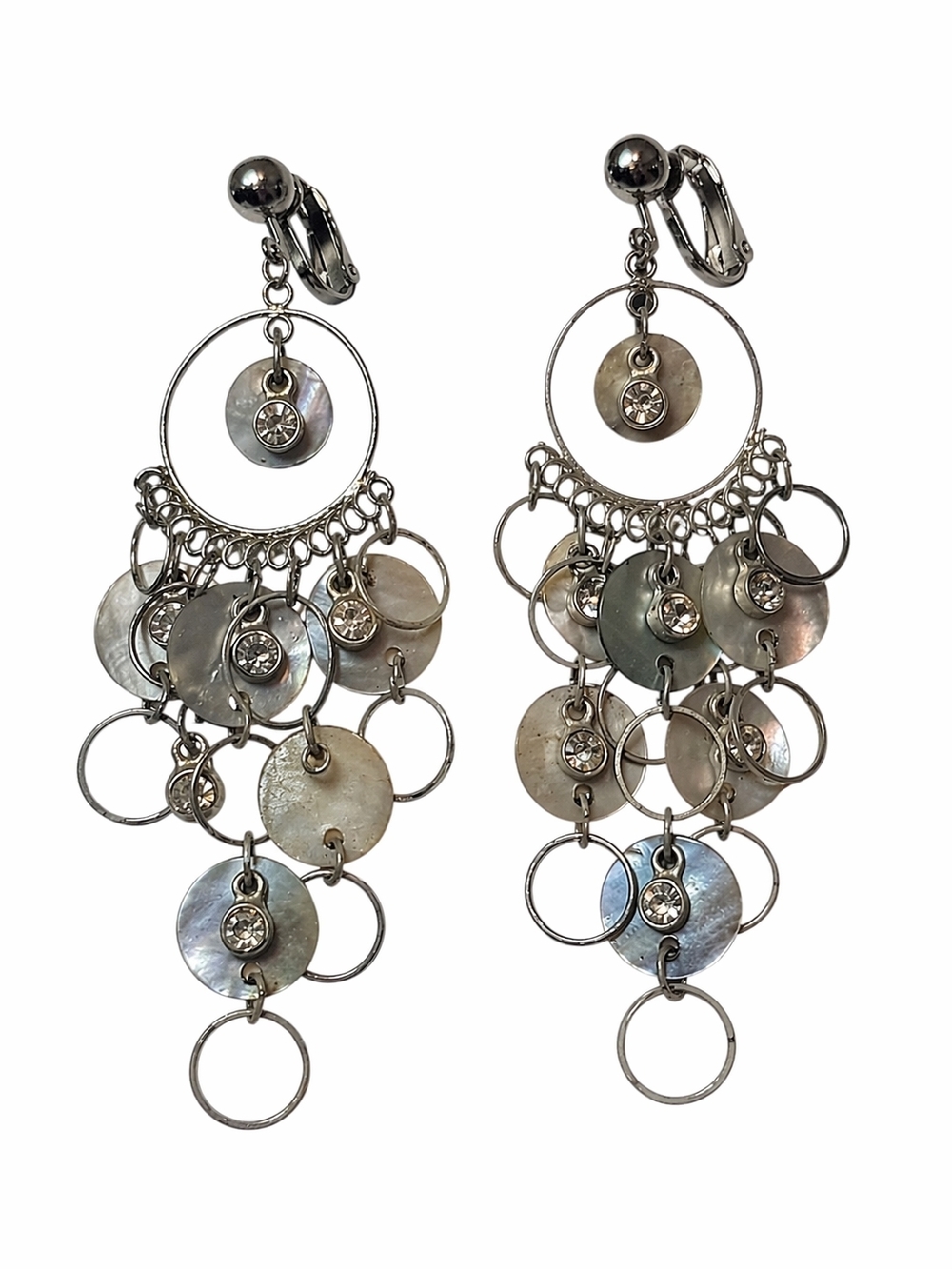 Vintage Mixed Metal Copper Chandelier Earrings Boho Acrylic Bead Dangle